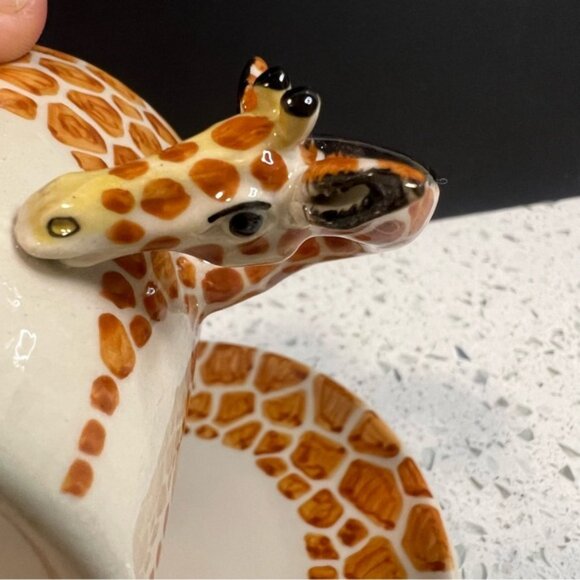 BLUE WITCH 3D Giraffe Head/Neck Handle Animal Print Espresso Cup and Saucer Set - Picture 12 of 15